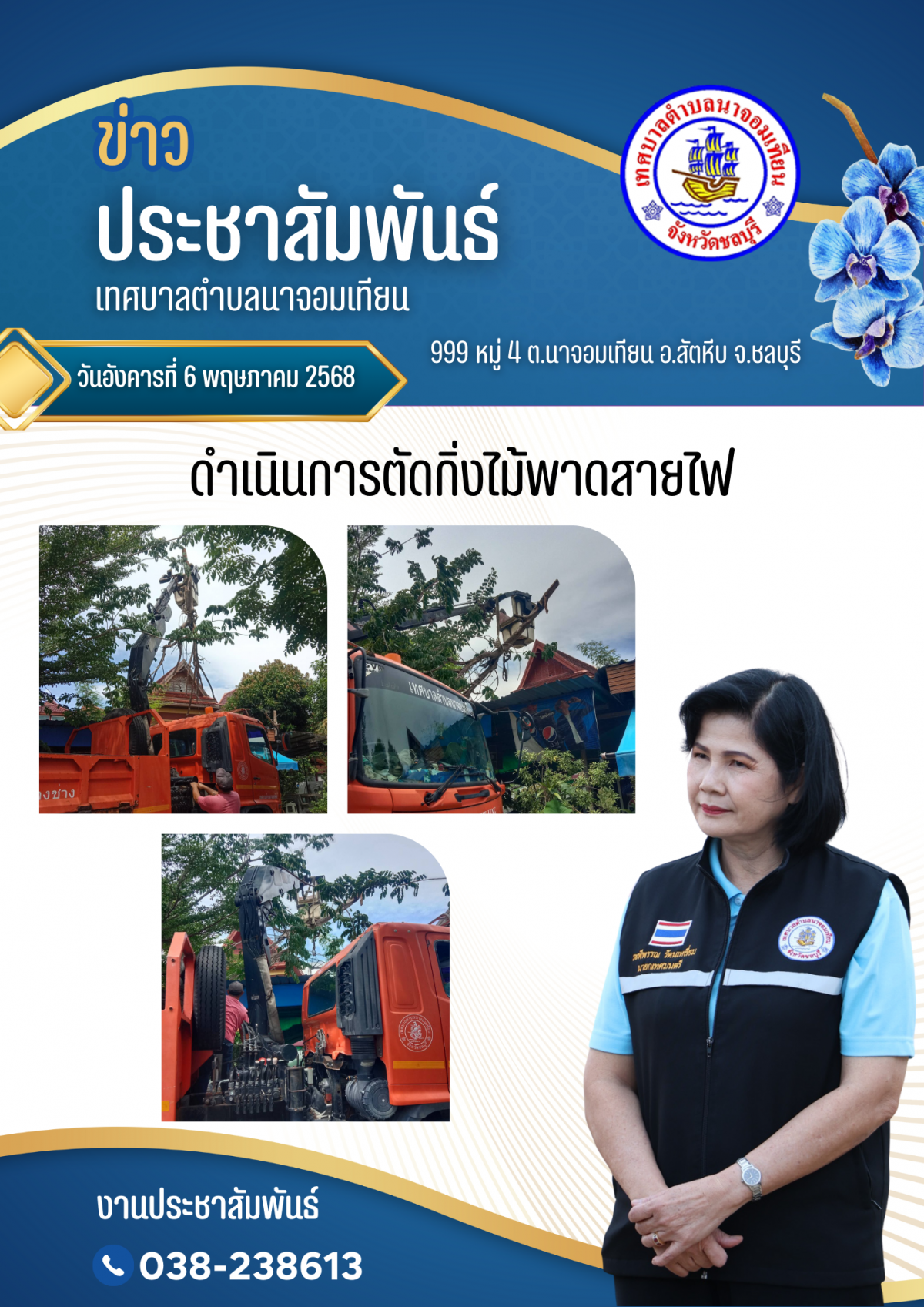 ดำเนินการตัดกิ่งไม้พาดสายไฟ