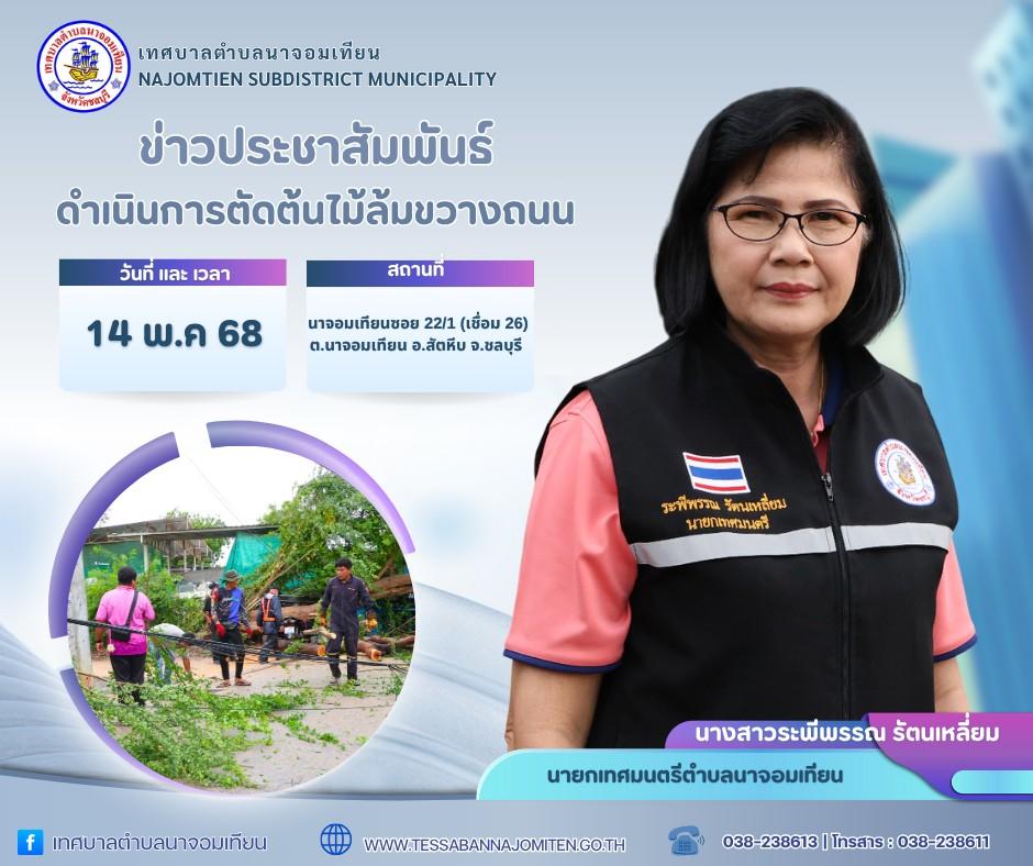 ดำเนินการตัดต้นไม้ล้มขวางถนน