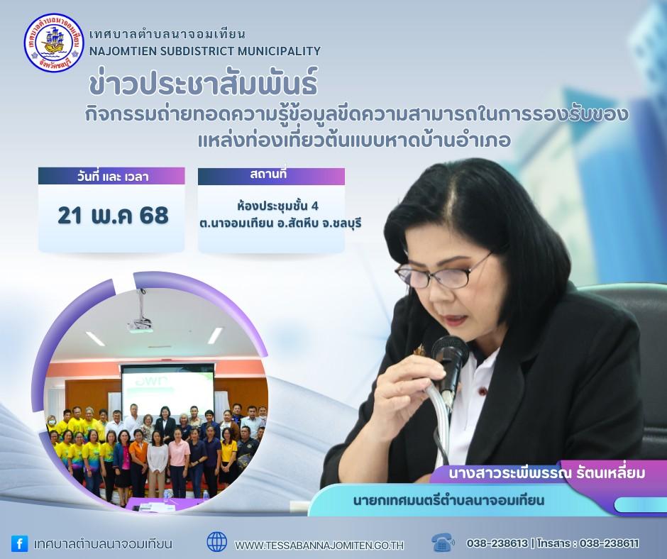 กิจกรรมถ่ายทอดความรู้ข้อมูลขีดความสามารถในการรองรับของแหล่งท่องเที่ยวต้นแบบหาดบ้านอำเภอ   