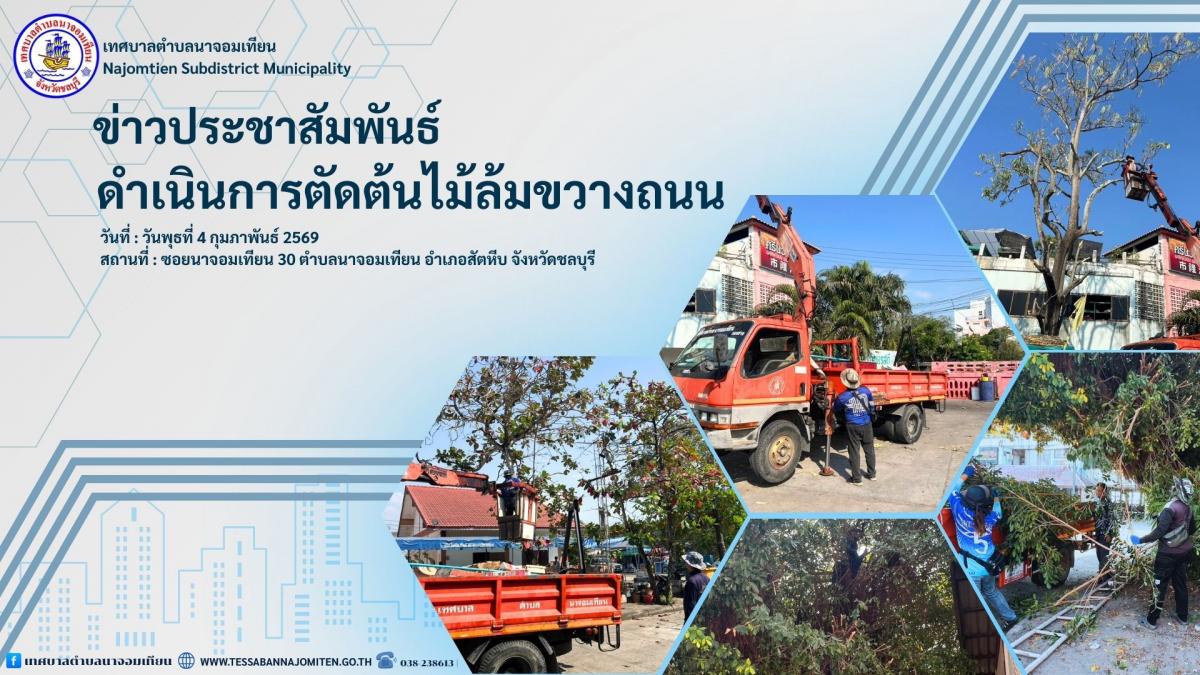 ดำเนินการตัดต้นไม้บริเวณไหล่ทาง